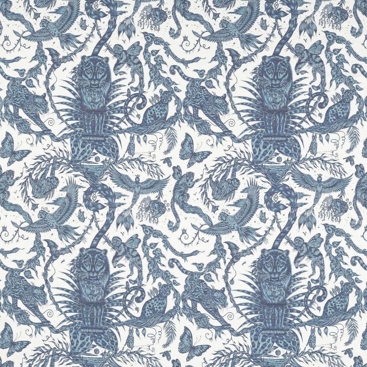 Bosque Dreams Jacquard fabric in ink color - pattern number F1750/01.CAC.0 - by Clarke And Clarke in the Mythica By Emma J Shipley For C&amp;C collection