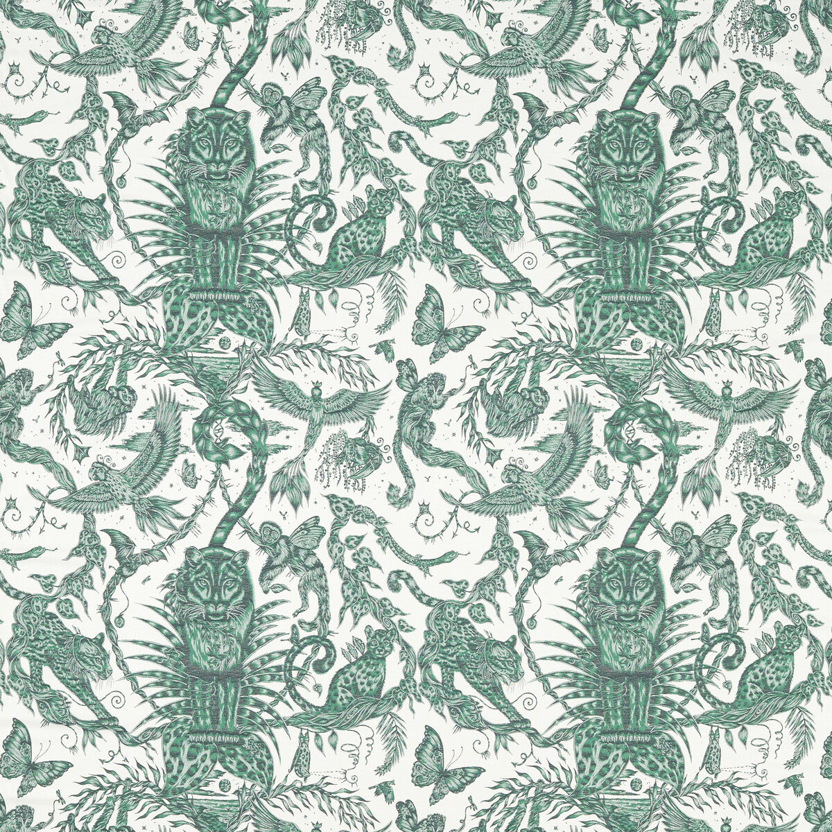 Bosque Dreams Jacquard fabric in seafoam color - pattern number F1750/02.CAC.0 - by Clarke And Clarke in the Mythica By Emma J Shipley For C&amp;C collection