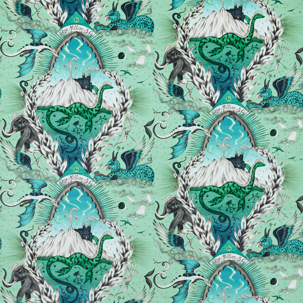 Highlandia Velvet fabric in sage color - pattern number F1752/03.CAC.0 - by Clarke And Clarke in the Mythica By Emma J Shipley For C&amp;C collection