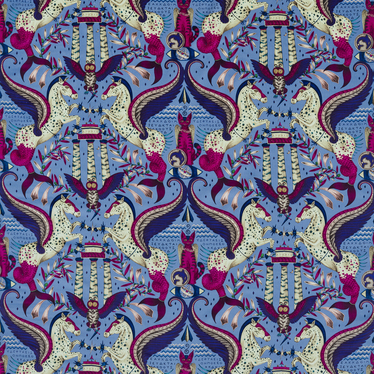 Odyssey Mythos Velvet fabric in periwinkle color - pattern number F1753/02.CAC.0 - by Clarke And Clarke in the Mythica By Emma J Shipley For C&amp;C collection