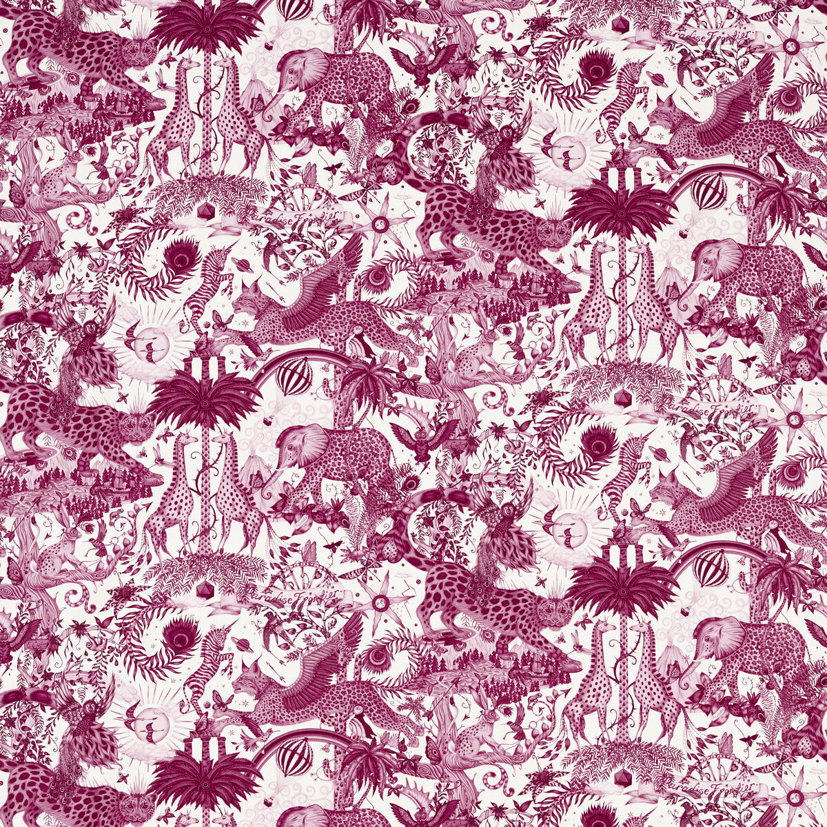 Paradise Lost fabric in pink color - pattern number F1756/01.CAC.0 - by Clarke And Clarke in the Mythica By Emma J Shipley For C&amp;C collection