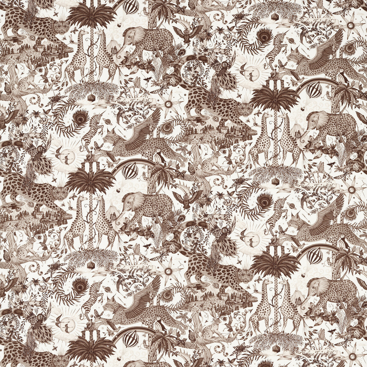 Paradise Lost fabric in sepia color - pattern number F1756/02.CAC.0 - by Clarke And Clarke in the Mythica By Emma J Shipley For C&amp;C collection