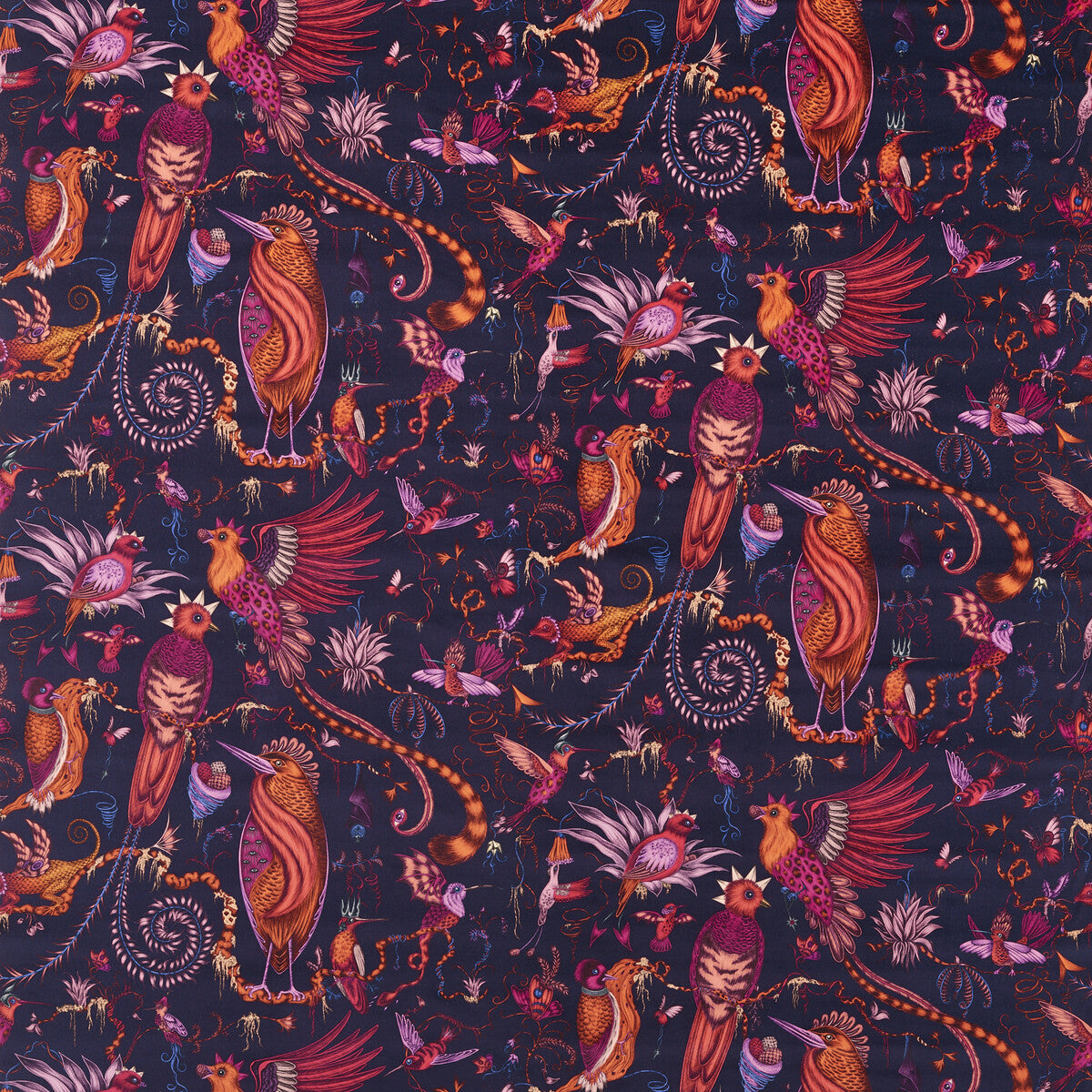 Quetzal Velvet fabric in violet color - pattern number F1759/03.CAC.0 - by Clarke And Clarke in the Mythica By Emma J Shipley For C&amp;C collection