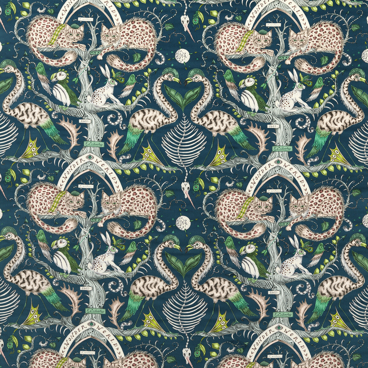 Wonder World Velvet fabric in teal color - pattern number F1764/02.CAC.0 - by Clarke And Clarke in the Mythica By Emma J Shipley For C&amp;C collection