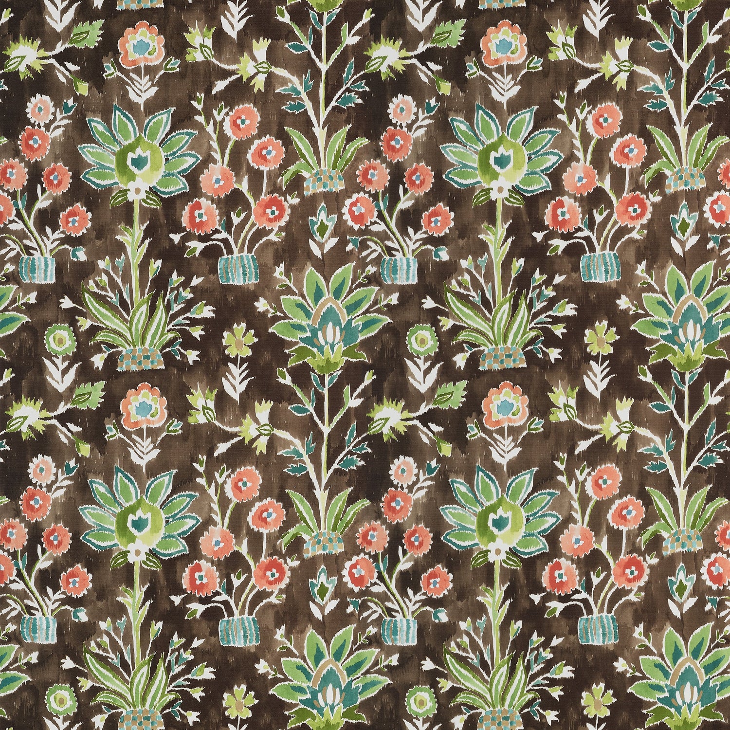Lilia Print fabric in chocolate color - pattern number F711119 - by Thibaut in the Acadia collection