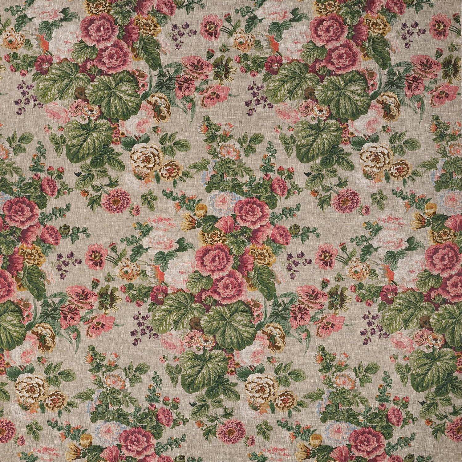 Hidcote fabric in beige and coral color - pattern number F910514 - by Thibaut in the Boxwood collection