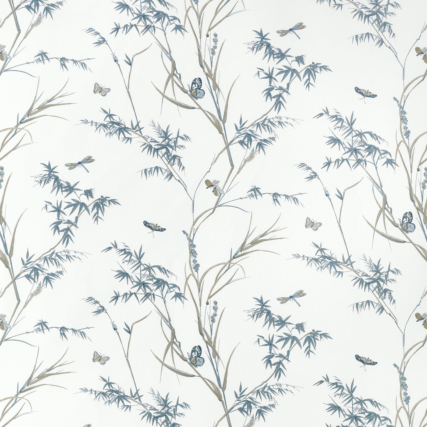 Virginia fabric in cream and aqua color - pattern number F910529 - by Thibaut in the Boxwood collection
