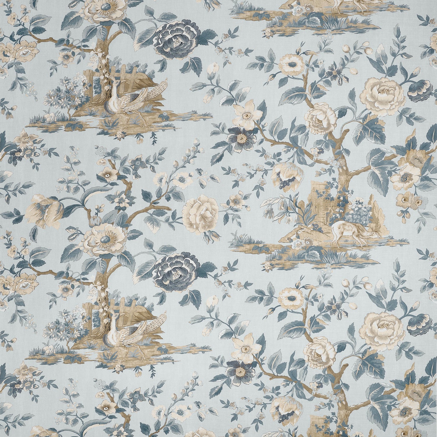 Forest Lodge fabric in spa blue color - pattern number F910538 - by Thibaut in the Boxwood collection