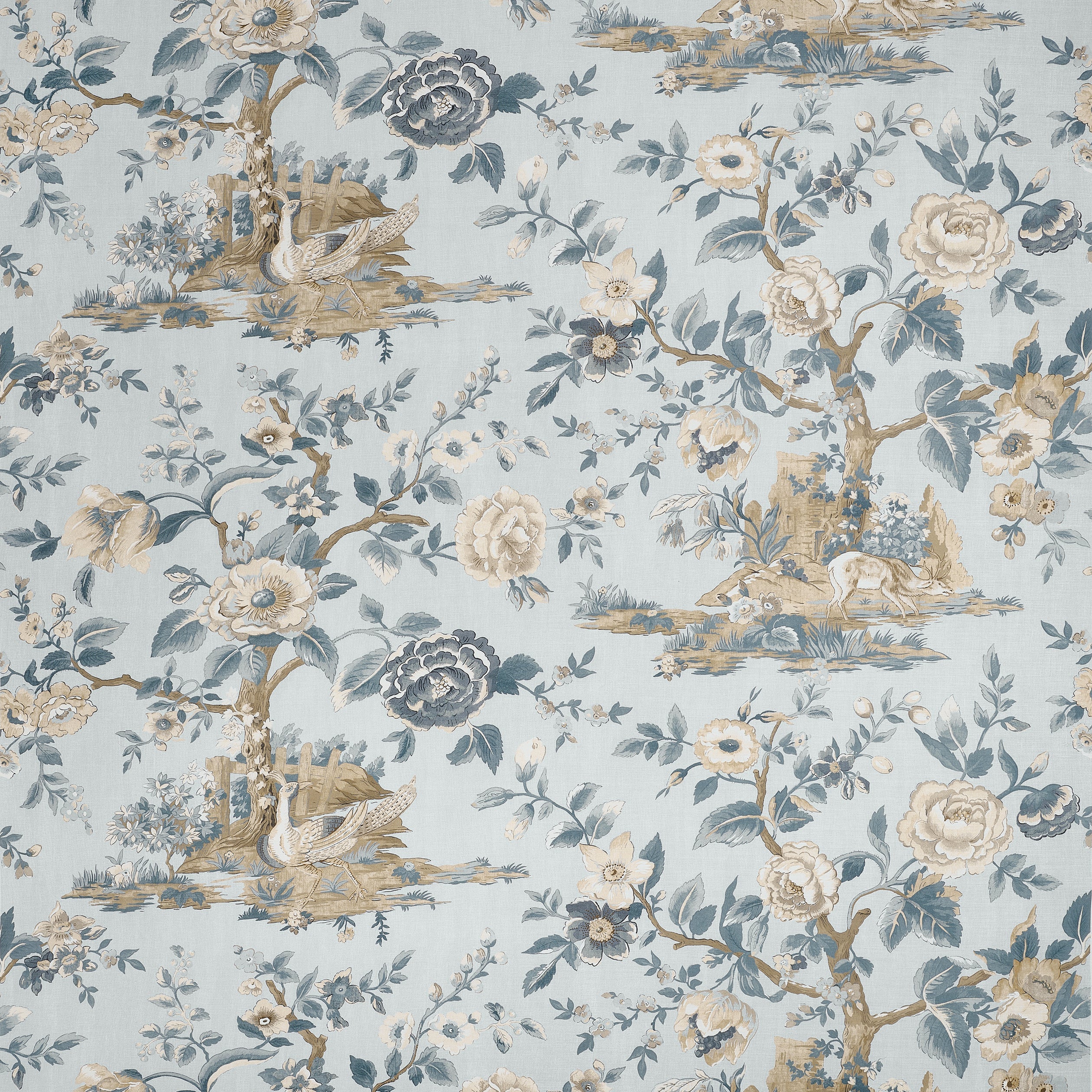 Forest Lodge fabric in spa blue color - pattern number F910538 - by Thibaut in the Boxwood collection