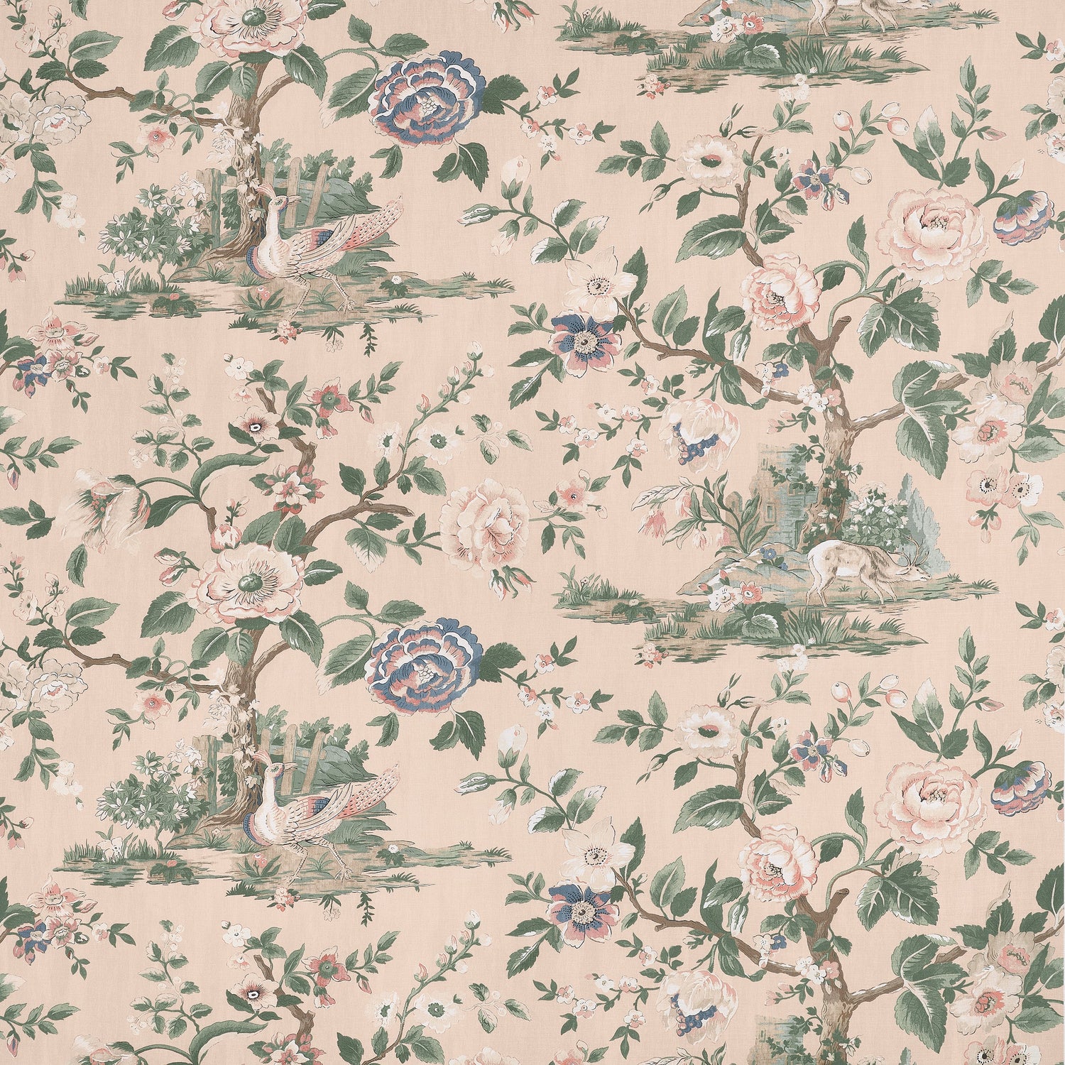 Forest Lodge fabric in apricot color - pattern number F910539 - by Thibaut in the Boxwood collection