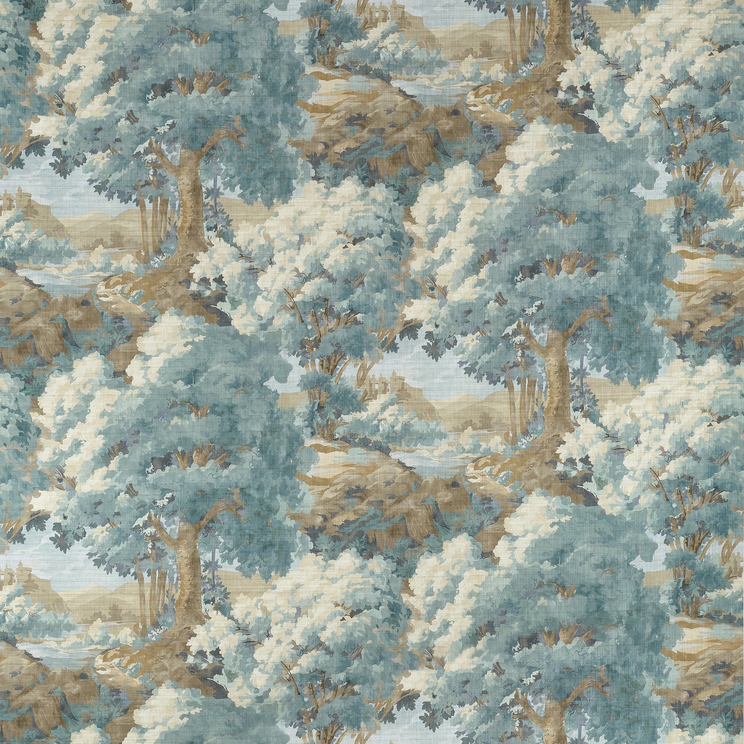 Woodland Clearing fabric in spa blue color - pattern number F910547 - by Thibaut in the Boxwood collection