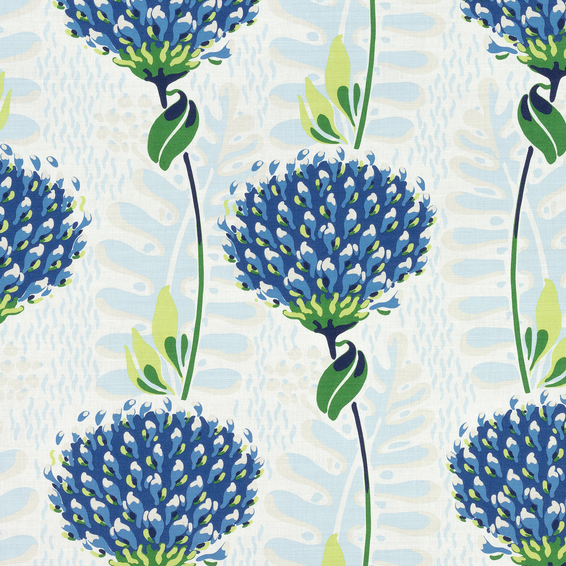 Tiverton fabric in blue and green color - pattern number F910650 - by Thibaut in the Ceylon collection