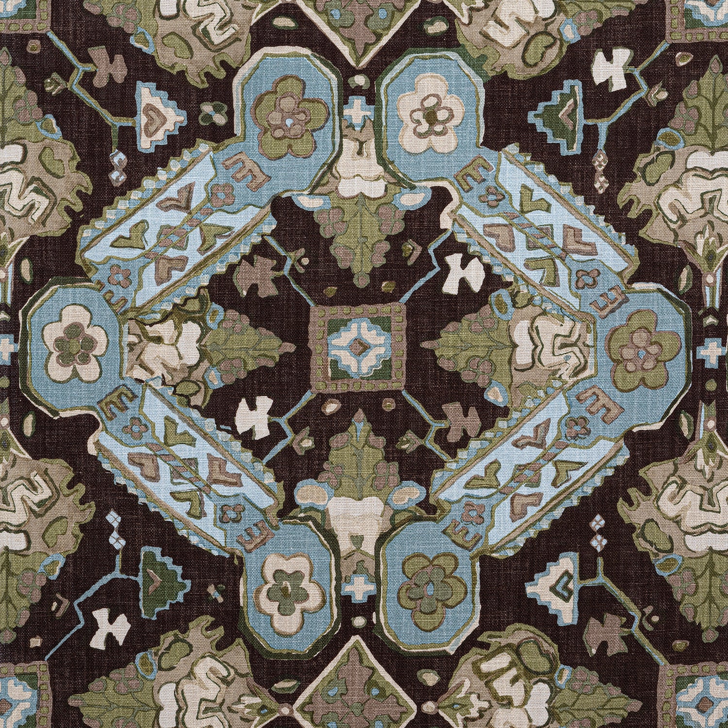 Persian Carpet fabric in brown color - pattern number F910826 - by Thibaut in the Heritage collection