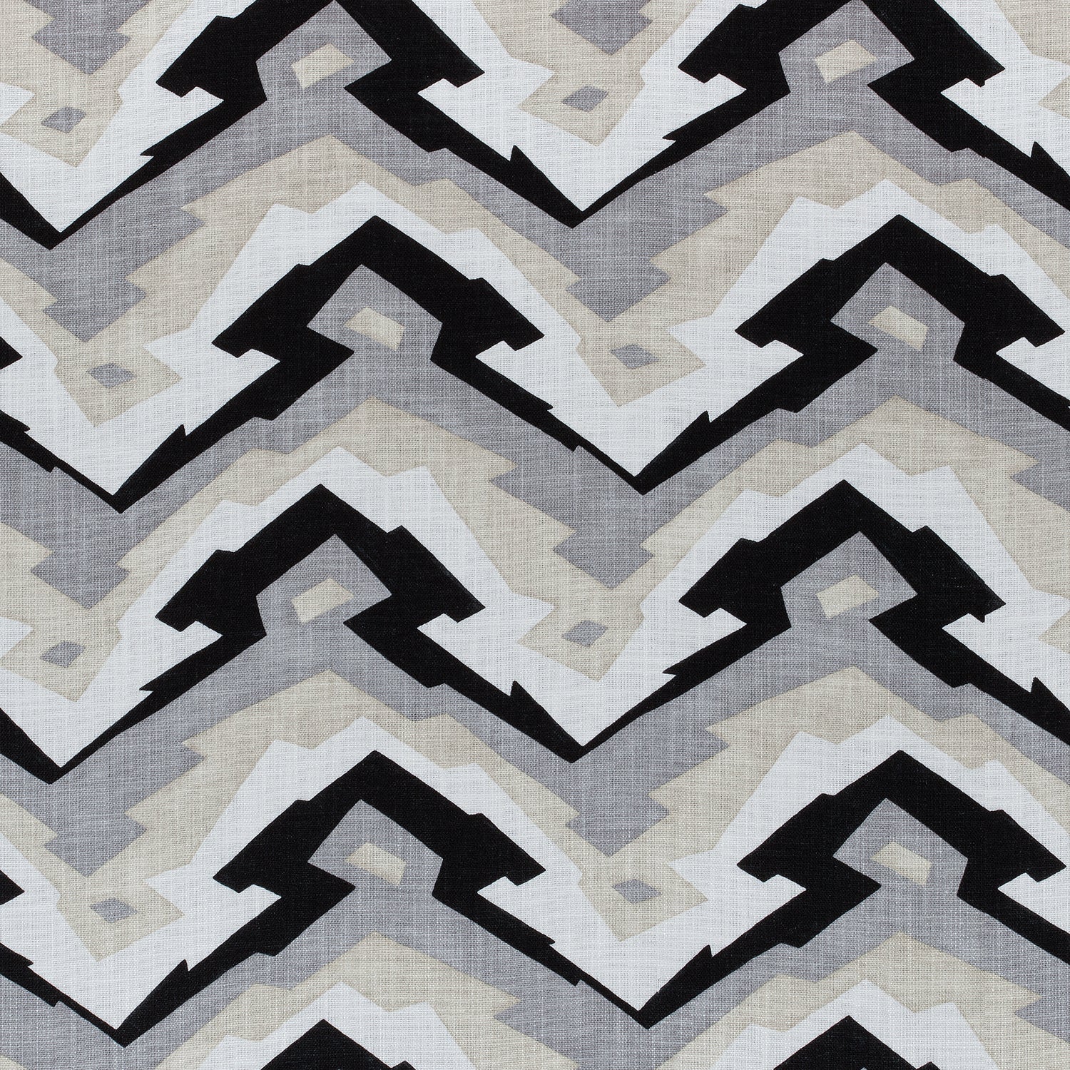 Deco Mountain fabric in black and grey color - pattern number F913078 - by Thibaut in the Summer House collection