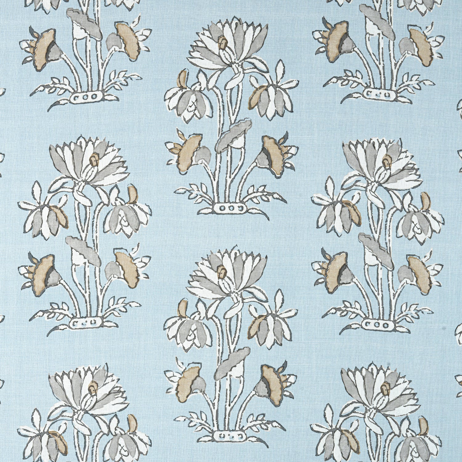 Lily Flower fabric in spa blue color - pattern number F913201 - by Thibaut in the Mesa collection