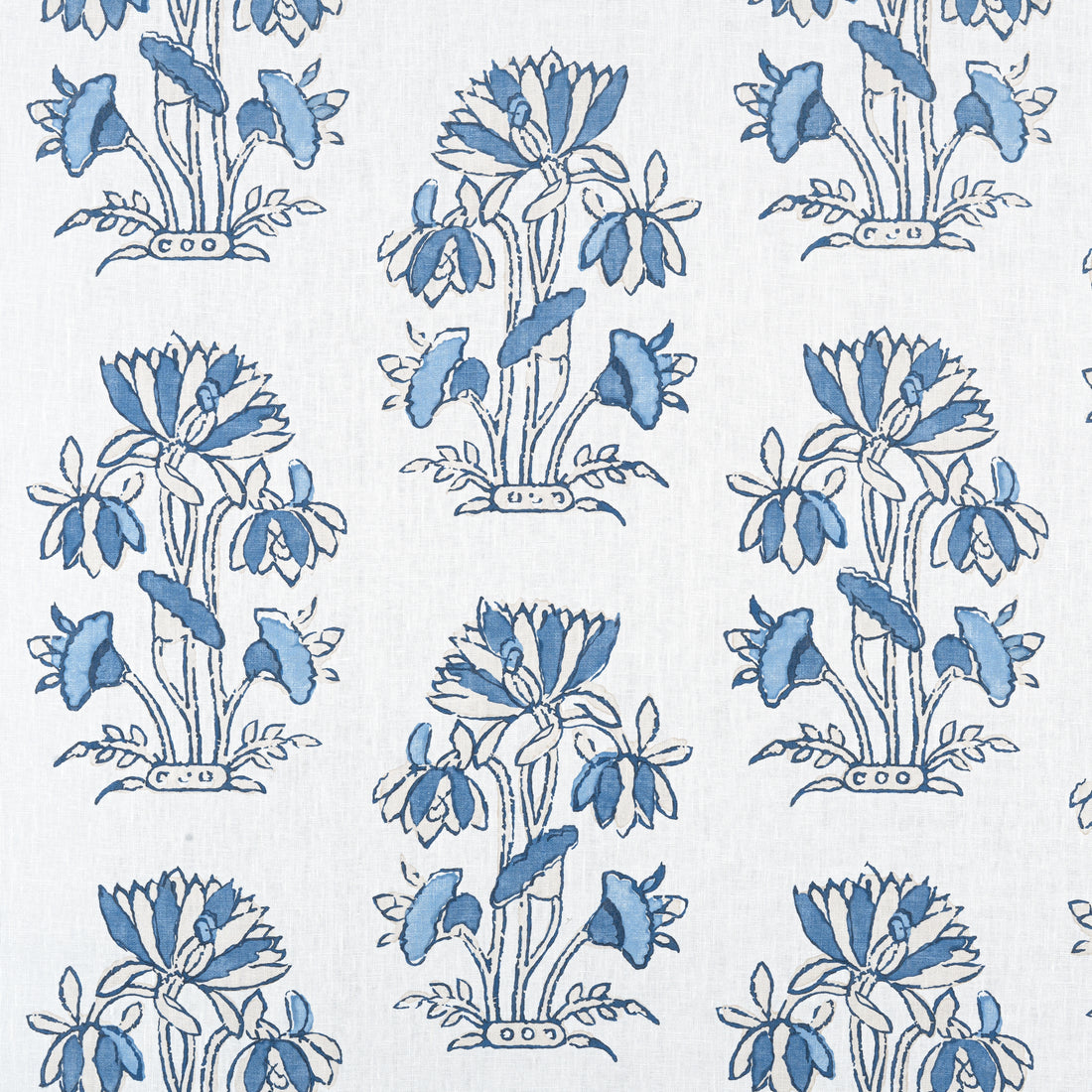 Lily Flower fabric in blue and white color - pattern number F913204 - by Thibaut in the Mesa collection