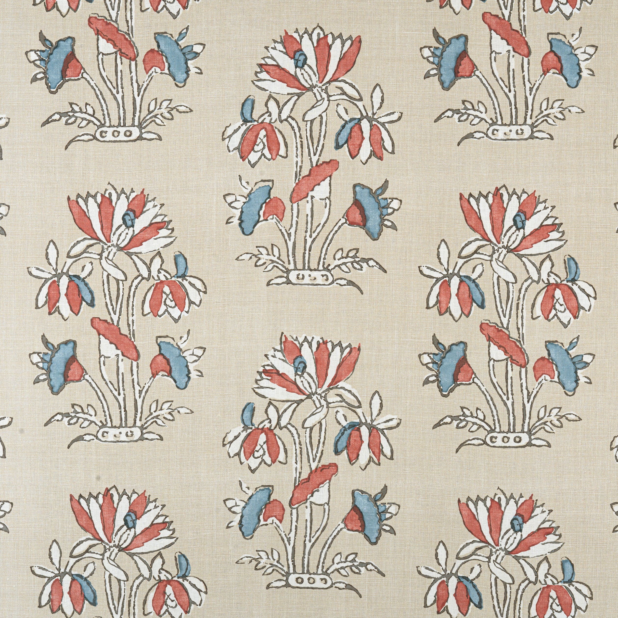 Lily Flower fabric in beige and sunbaked color - pattern number F913206 - by Thibaut in the Mesa collection