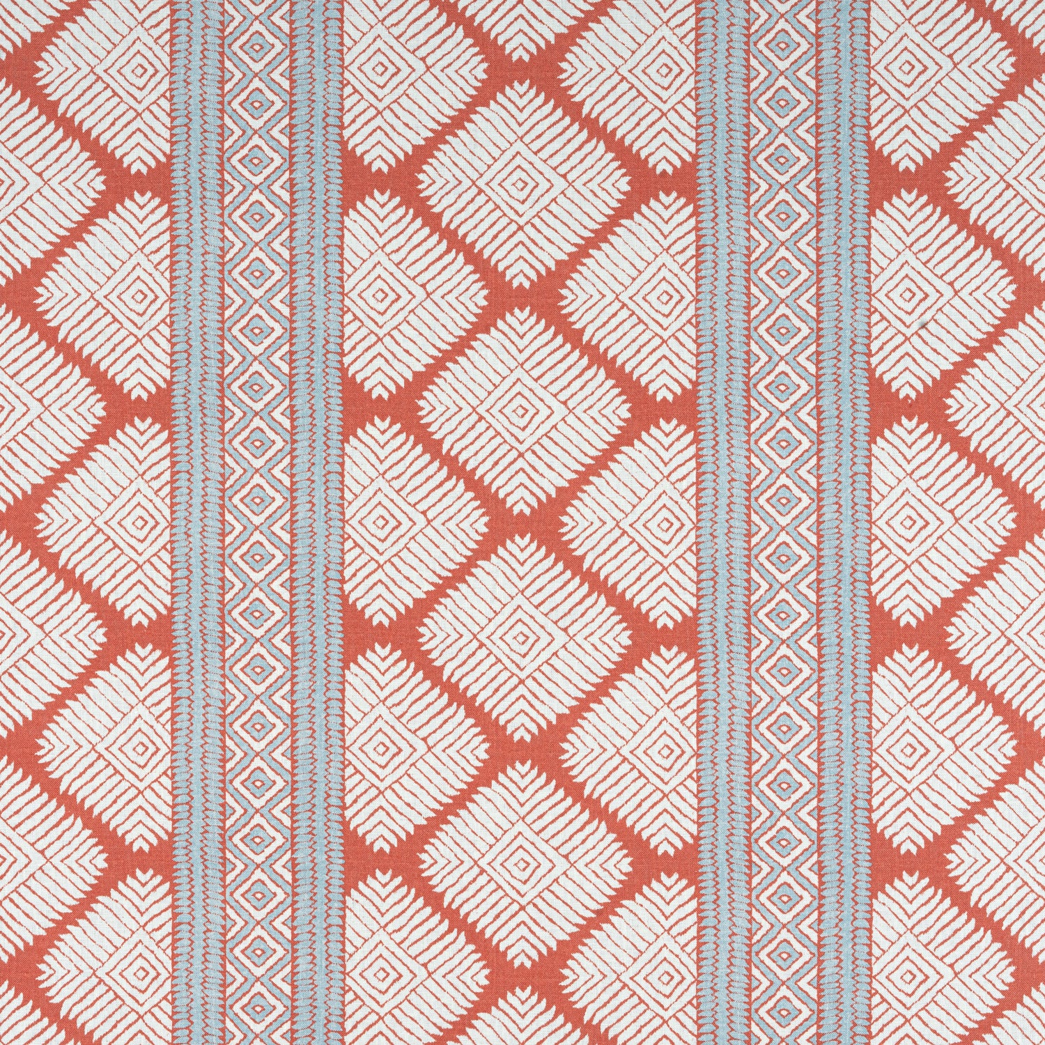 Austin fabric in coral and spa blue color - pattern number F913248 - by Thibaut in the Mesa collection