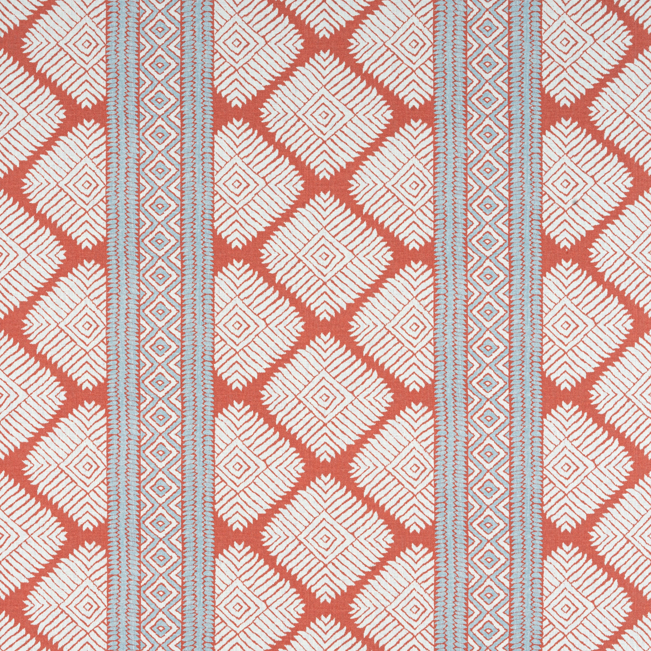 Austin fabric in coral and spa blue color - pattern number F913248 - by Thibaut in the Mesa collection