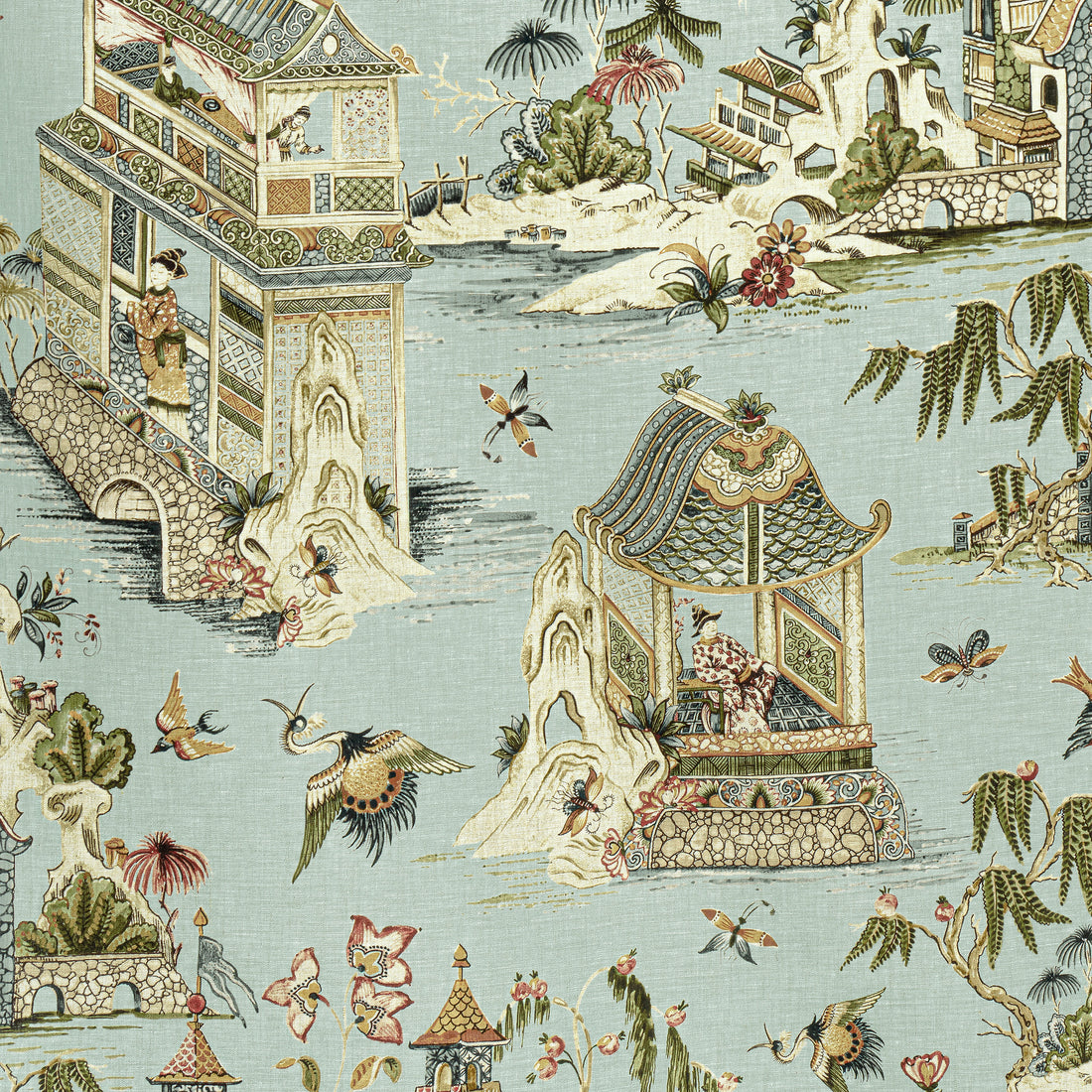 Grand Palace fabric in mist - pattern number F913617 - by Thibaut in the Grand Palace collection