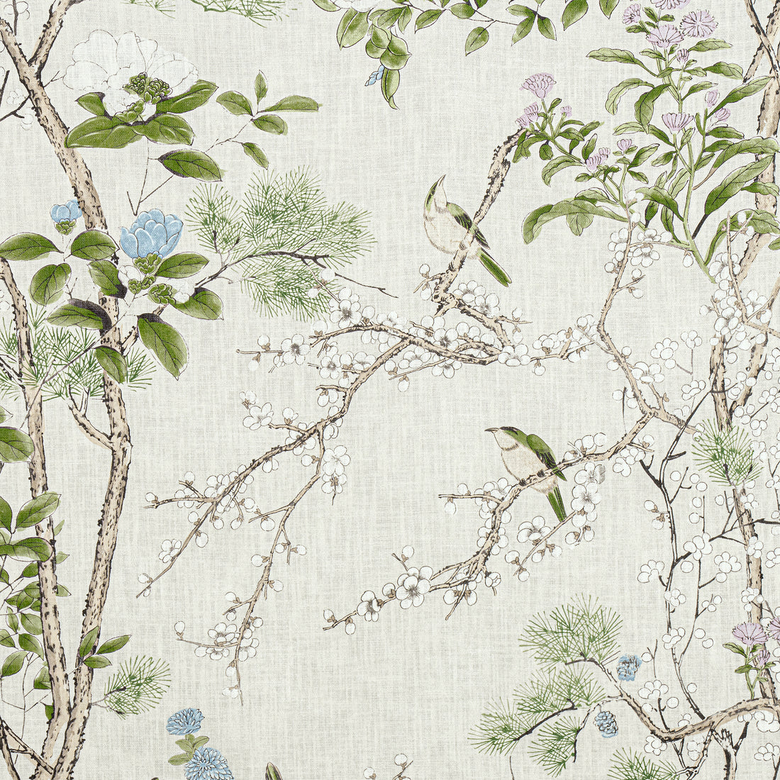 Katsura fabric in cream and lavender - pattern number F913622 - by Thibaut in the Grand Palace collection