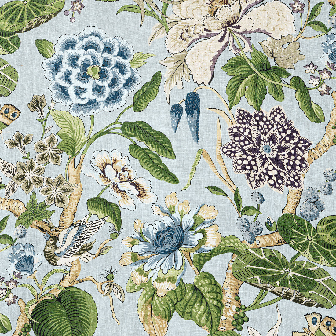 Hill Garden fabric in spa blue - pattern number F913654 - by Thibaut in the Grand Palace collection