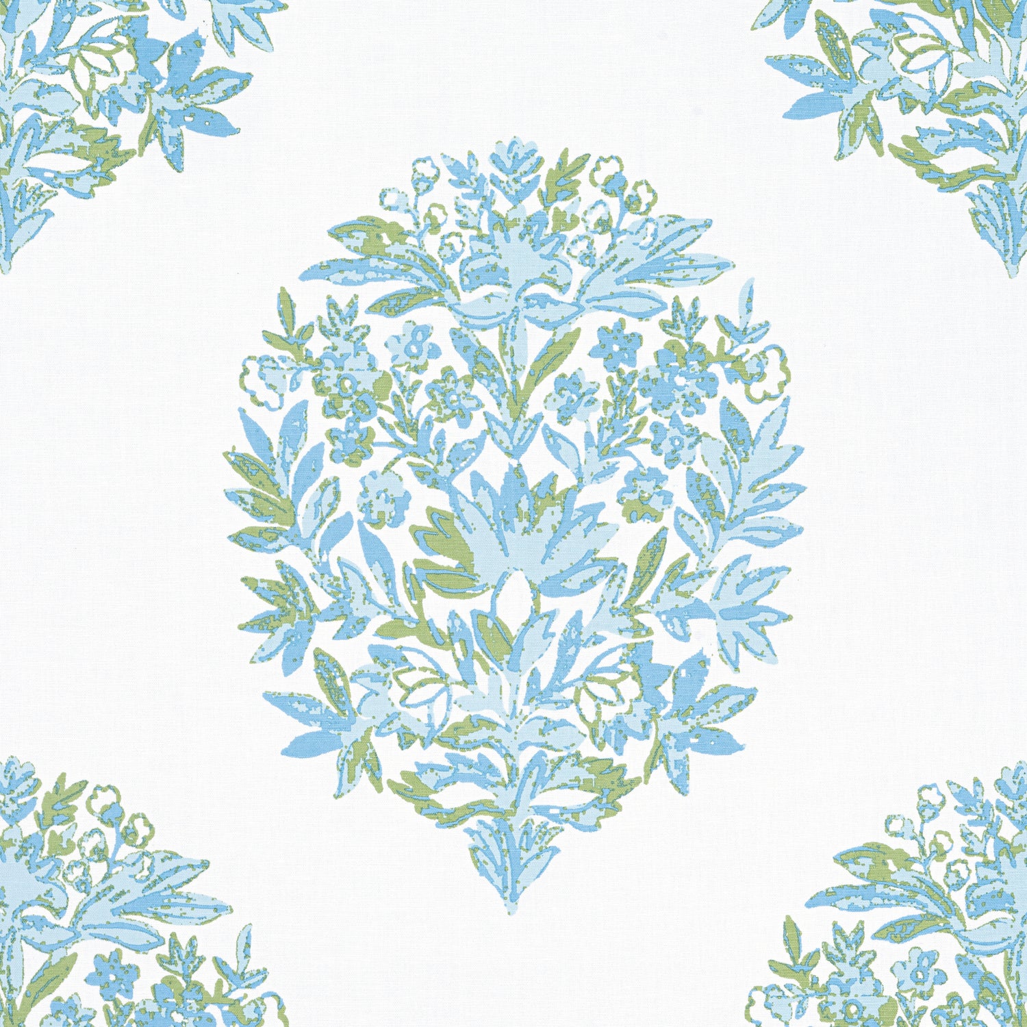 Ridgefield fabric in green and spa blue color - pattern number F914323 - by Thibaut in the Canopy collection