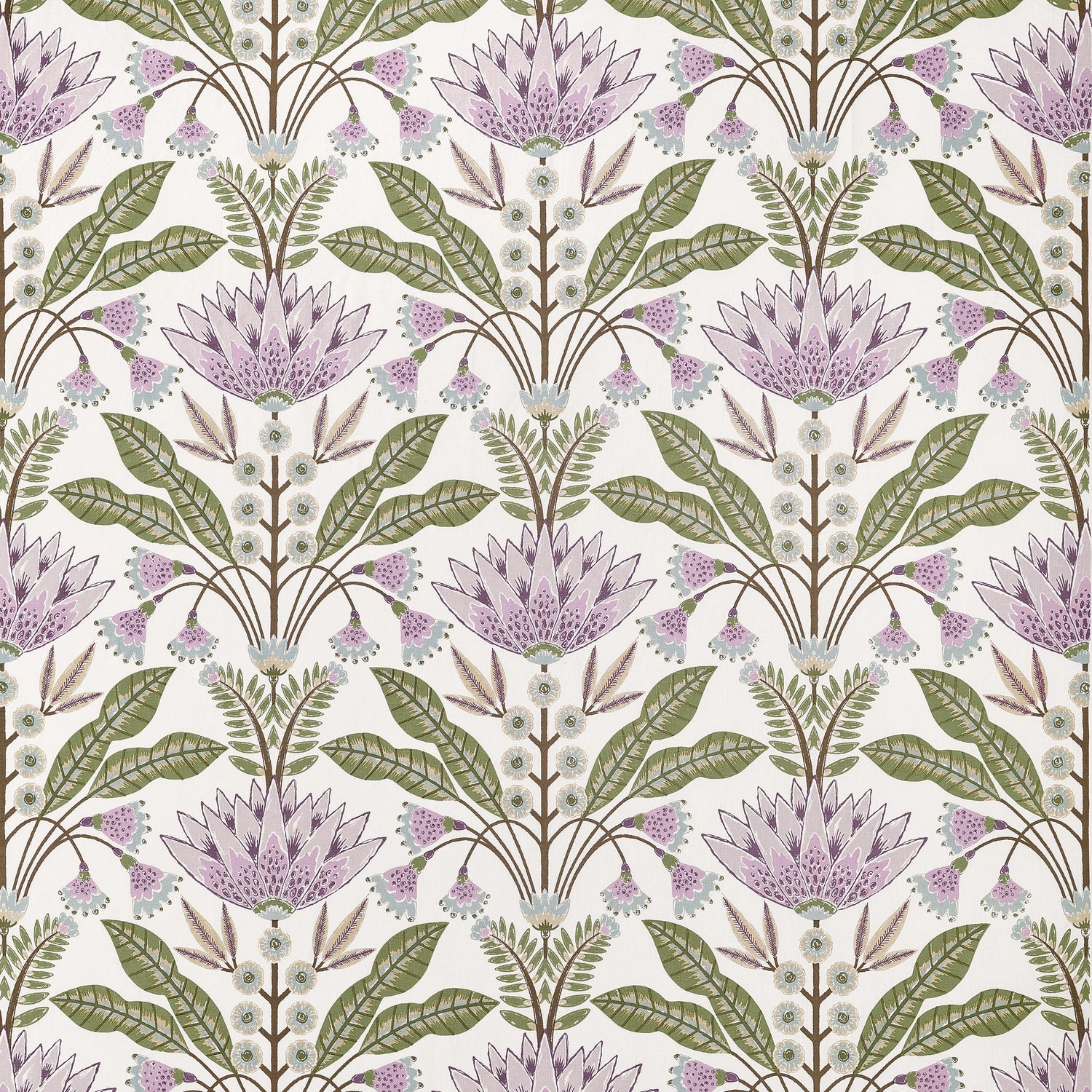 Lotus fabric in Lilac and Green color - pattern number F914608 - by Thibaut in the Fairhaven collection