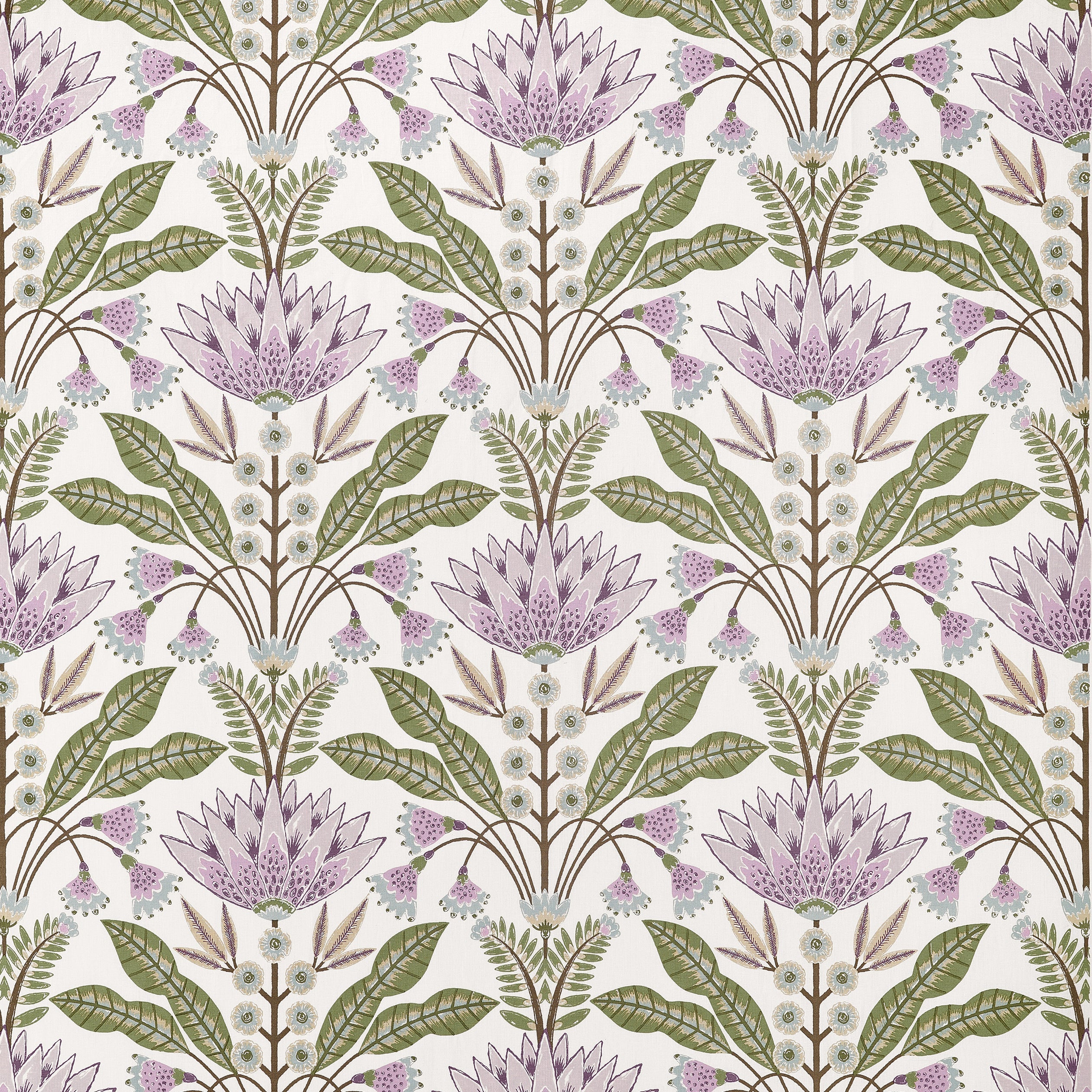 Lotus fabric in Lilac and Green color - pattern number F914608 - by Thibaut in the Fairhaven collection