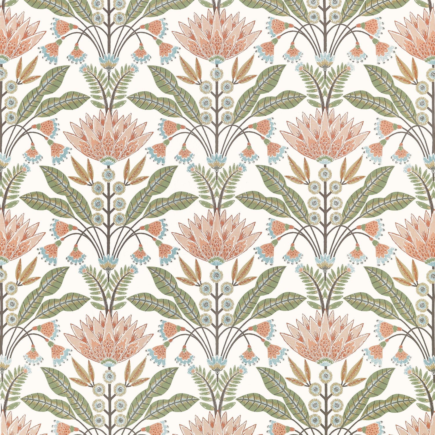 Lotus fabric in Apricot color - pattern number F914609 - by Thibaut in the Fairhaven collection