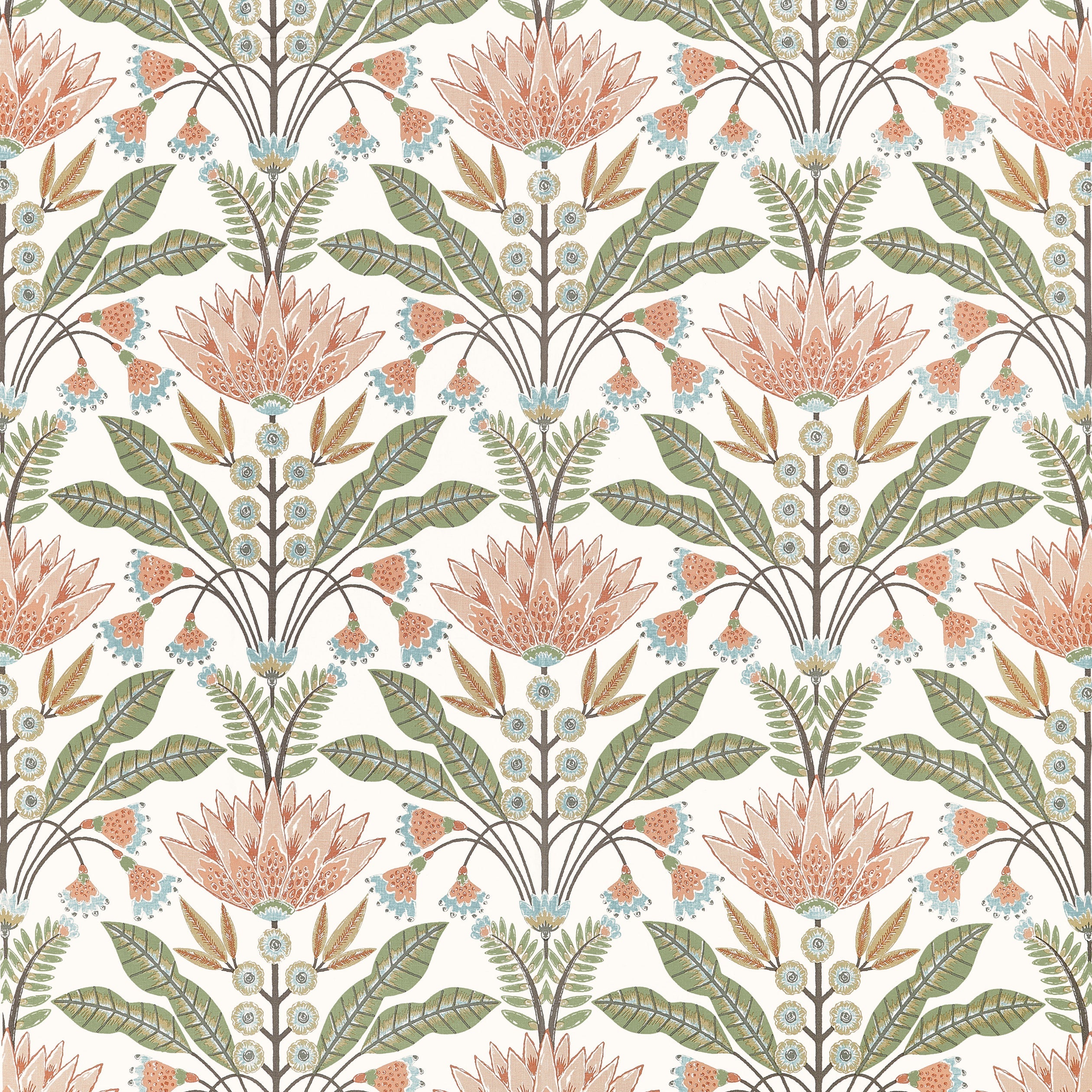Lotus fabric in Apricot color - pattern number F914609 - by Thibaut in the Fairhaven collection