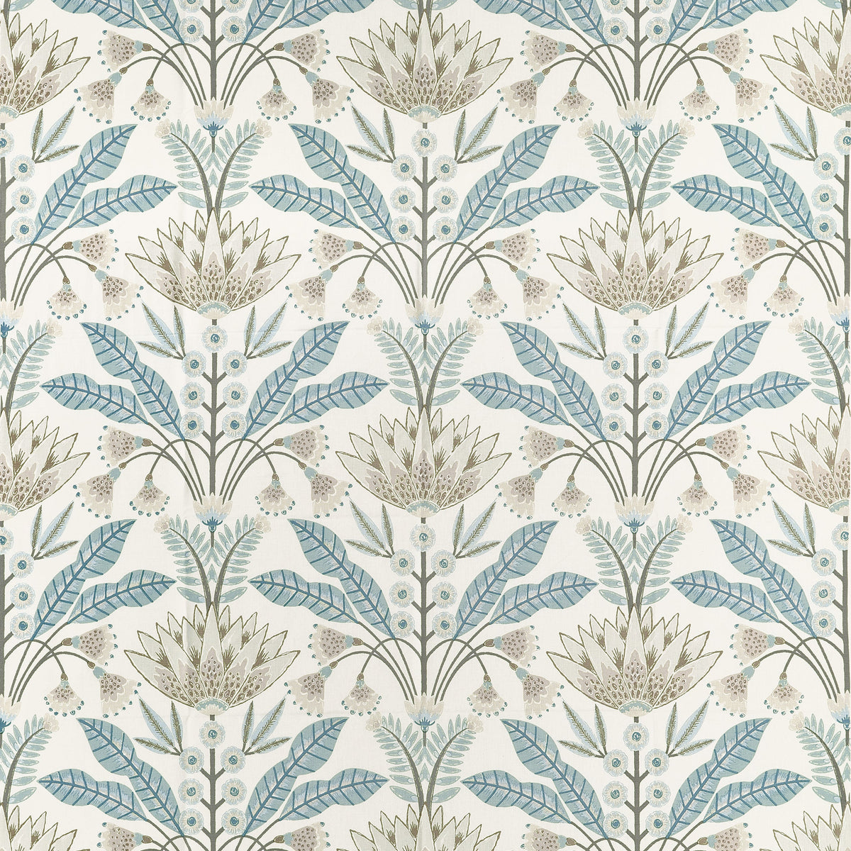 Lotus fabric in Spa Blue color - pattern number F914611 - by Thibaut in the Fairhaven collection