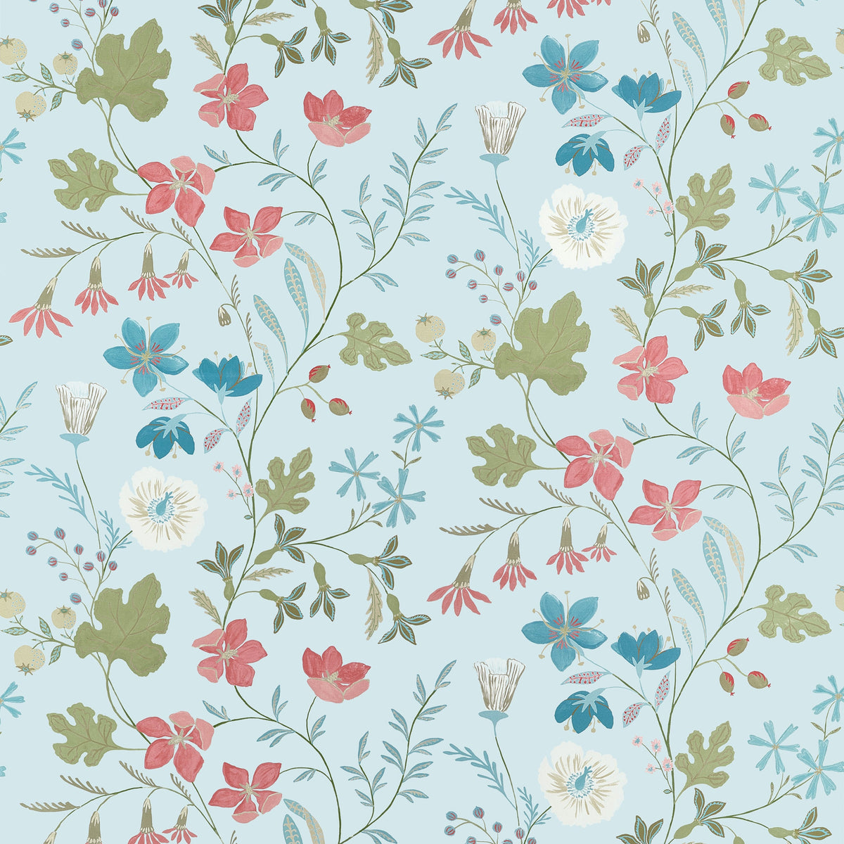 Bloom fabric in Spa Blue color - pattern number F914627 - by Thibaut in the Fairhaven collection
