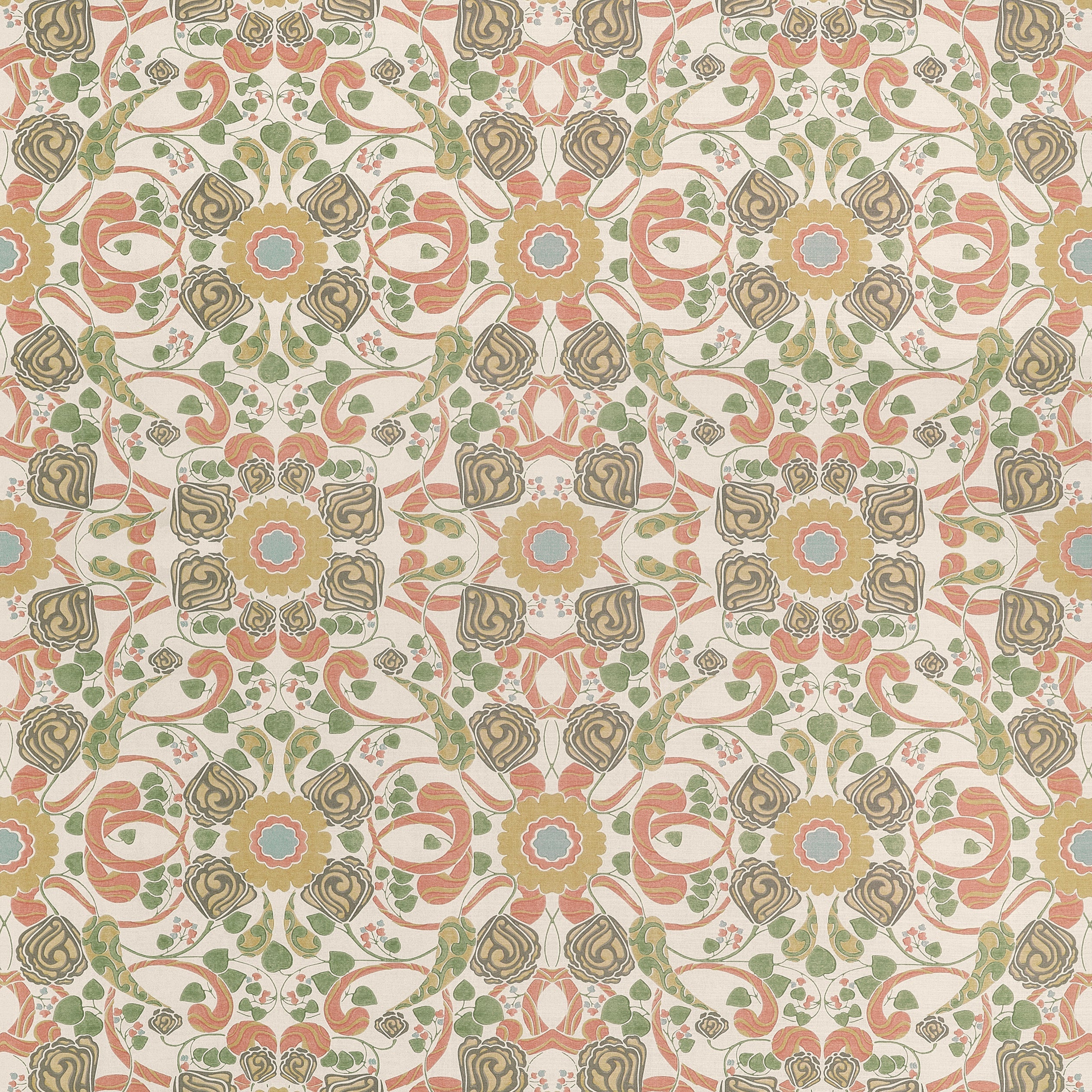 Margaux fabric in Apricot and Sage color - pattern number F914646 - by Thibaut in the Fairhaven collection