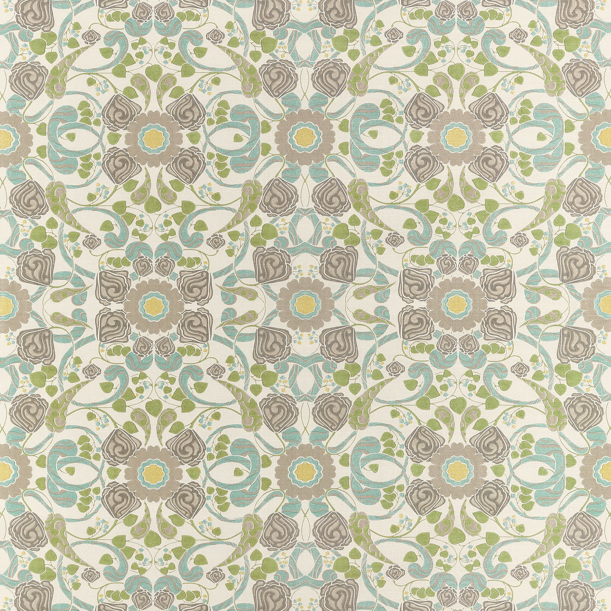 Margaux fabric in Beige and Yellow color - pattern number F914648 - by Thibaut in the Fairhaven collection