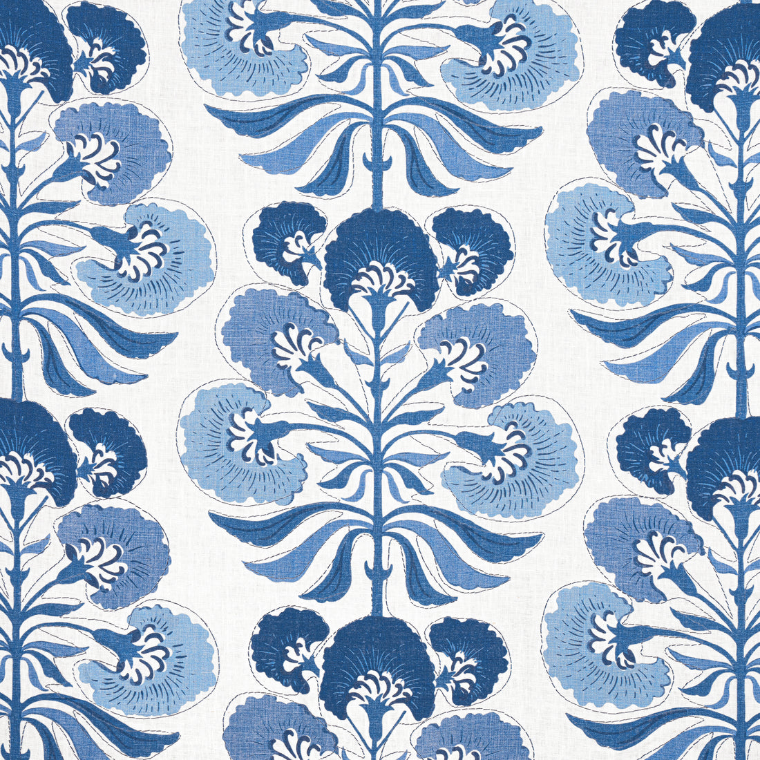 Tybee Tree fabric in blue and white color - pattern number F916217 - by Thibaut in the Kismet collection