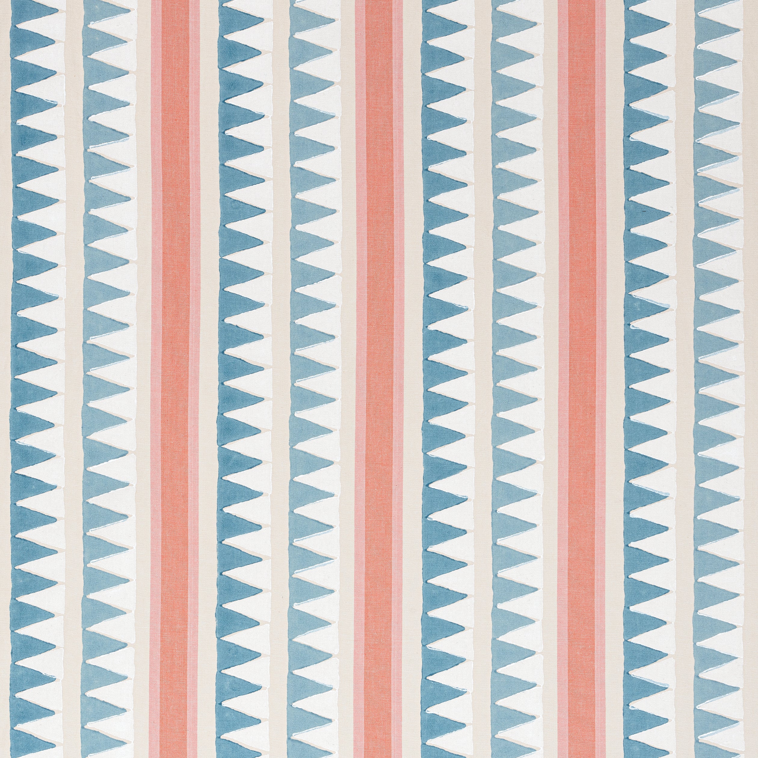 Lomita Stripe fabric in french blue and coral color - pattern number F916237 - by Thibaut in the Kismet collection