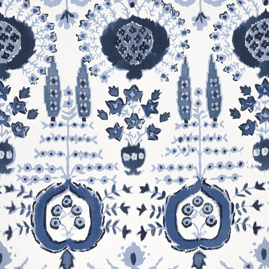 Mendoza Suzani fabric in blue and white color - pattern number F916239 - by Thibaut in the Kismet collection
