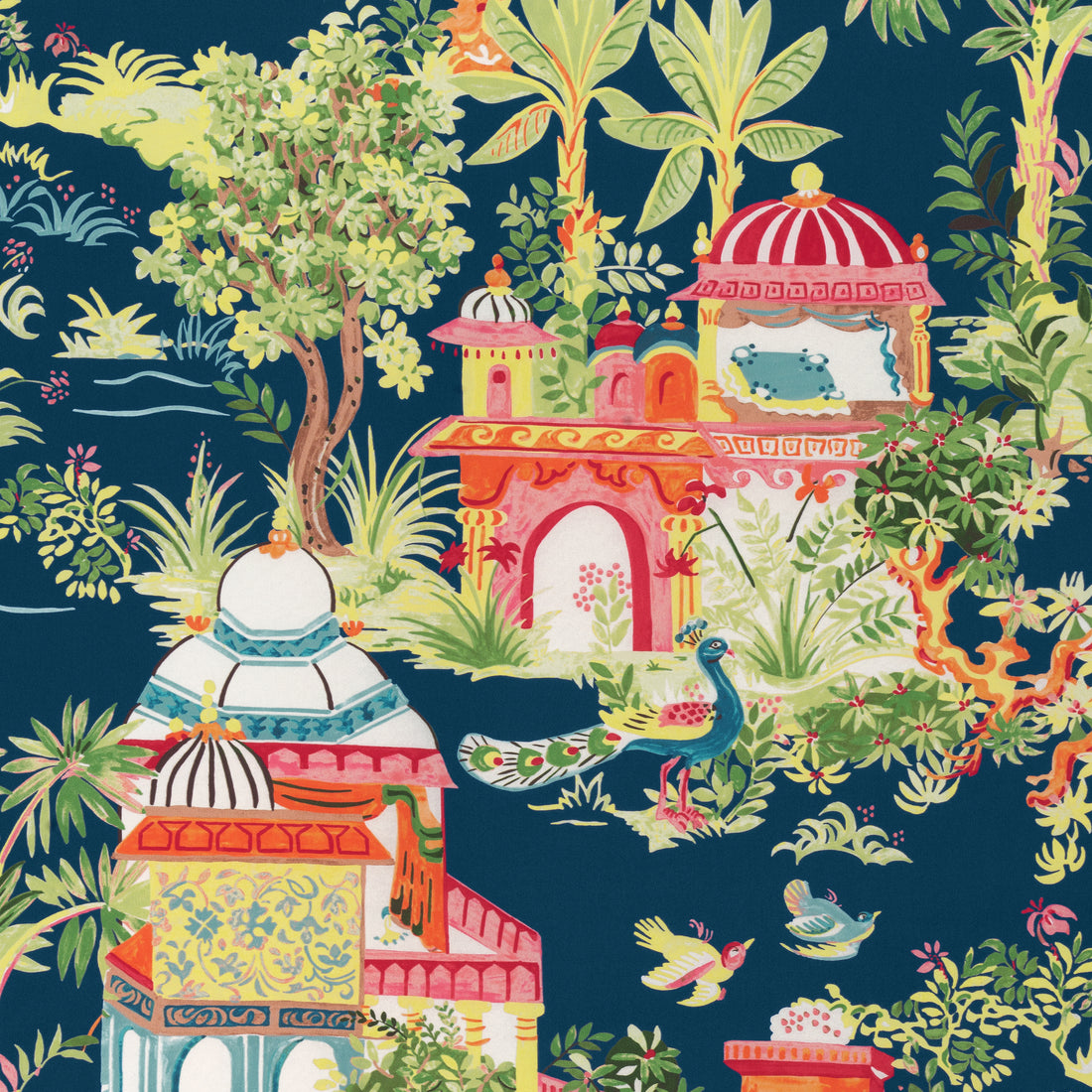 Mystic Garden fabric in navy color - pattern number F920823 - by Thibaut in the Eden collection