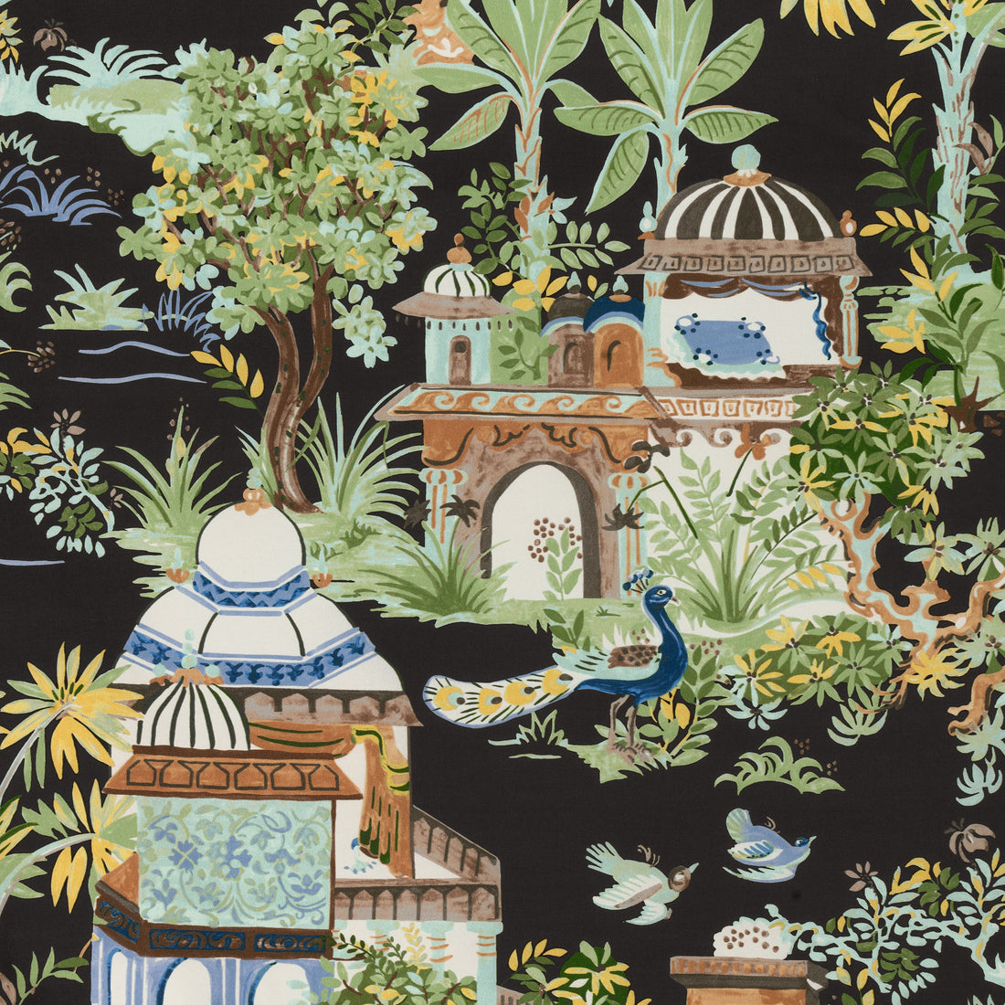 Mystic Garden fabric in black color - pattern number F920825 - by Thibaut in the Eden collection