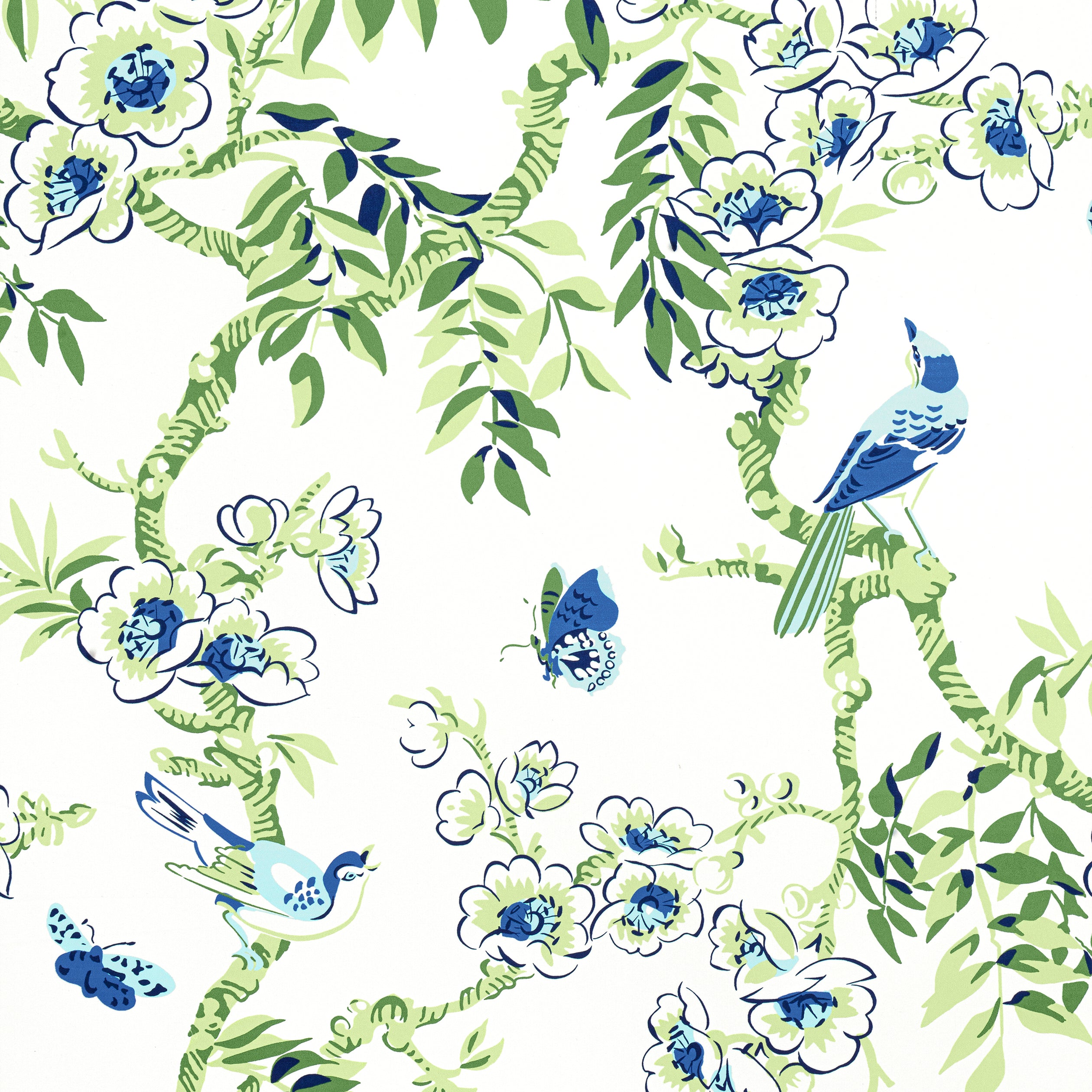 Yukio fabric in blue and green color - pattern number F920842 - by Thibaut in the Eden collection