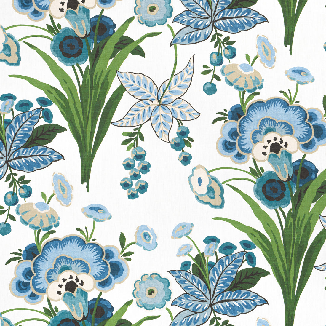 Pasadena fabric in blue and green color - pattern number F920851 - by Thibaut in the Eden collection