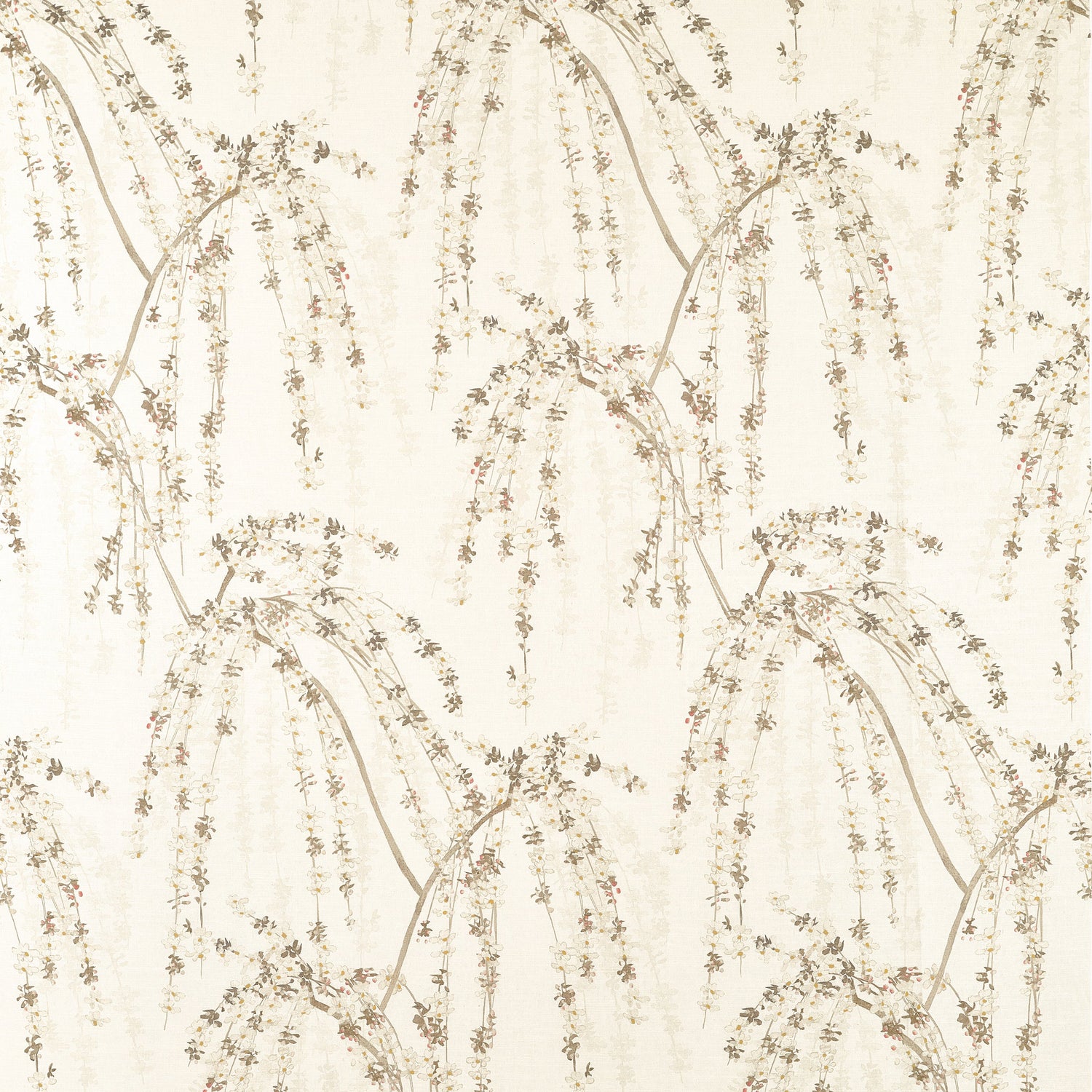 Weeping Blossom fabric in white color - pattern number F924454 - by Thibaut in the Yutori collection