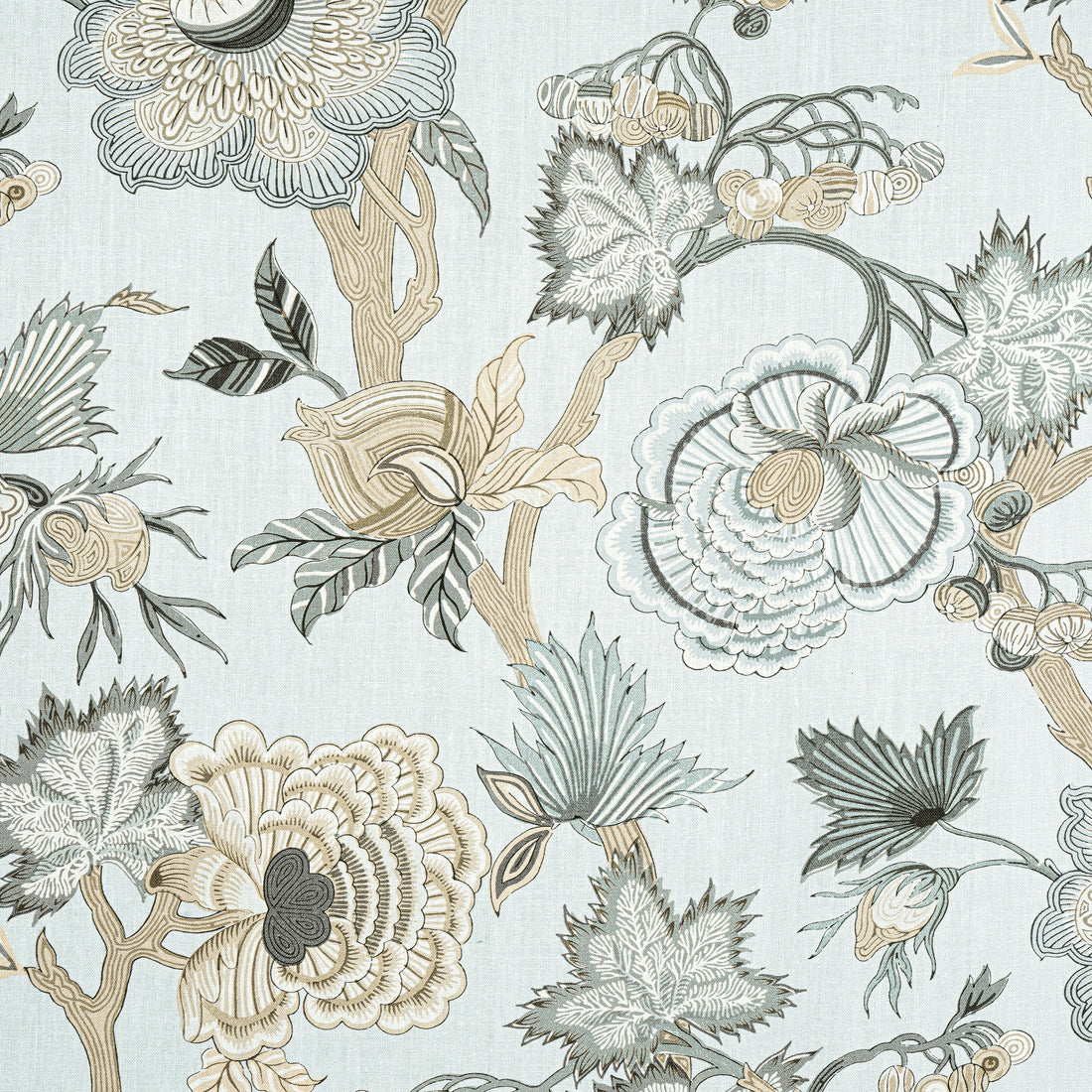 Indienne Jacobean fabric in robins egg color - pattern number F936420 - by Thibaut in the Indienne collection