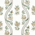 Ribbon Floral fabric in green color - pattern number F936421 - by Thibaut in the Indienne collection