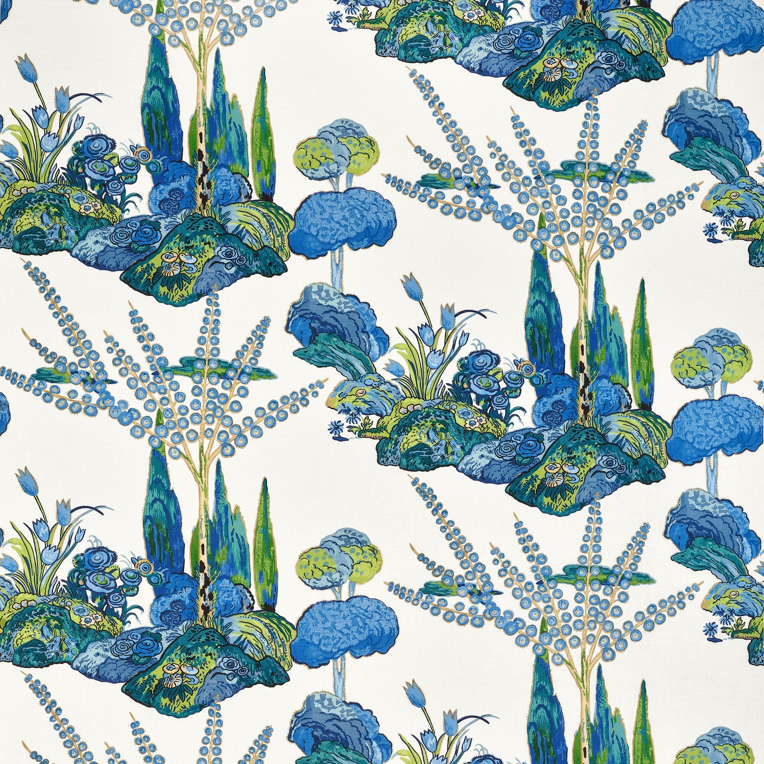 Orleans fabric in blue and green color - pattern number F945028 - by Thibaut in the Wanderlust collection