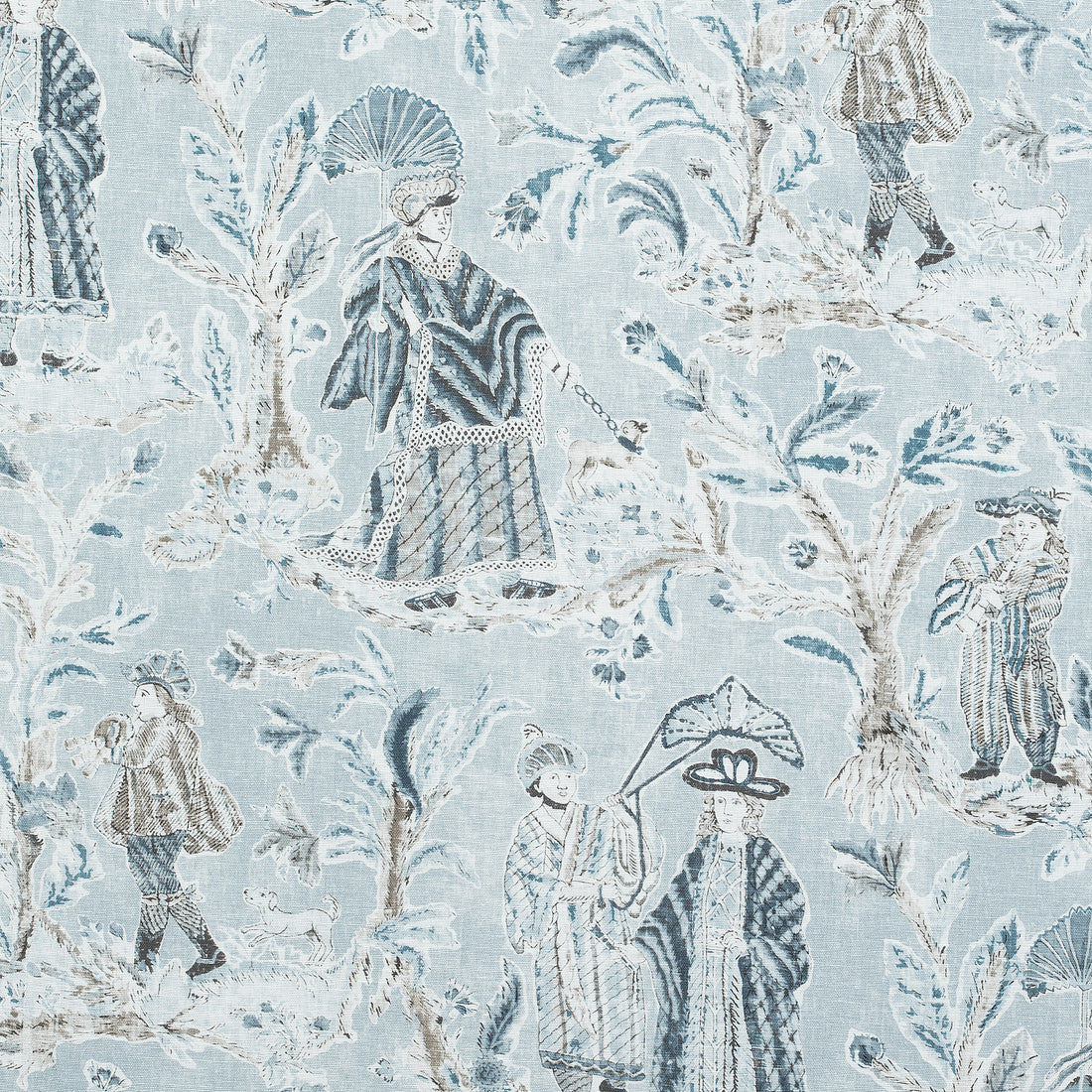 Royale Toile fabric in aqua color - pattern number F972575 - by Thibaut in the Chestnut Hill collection