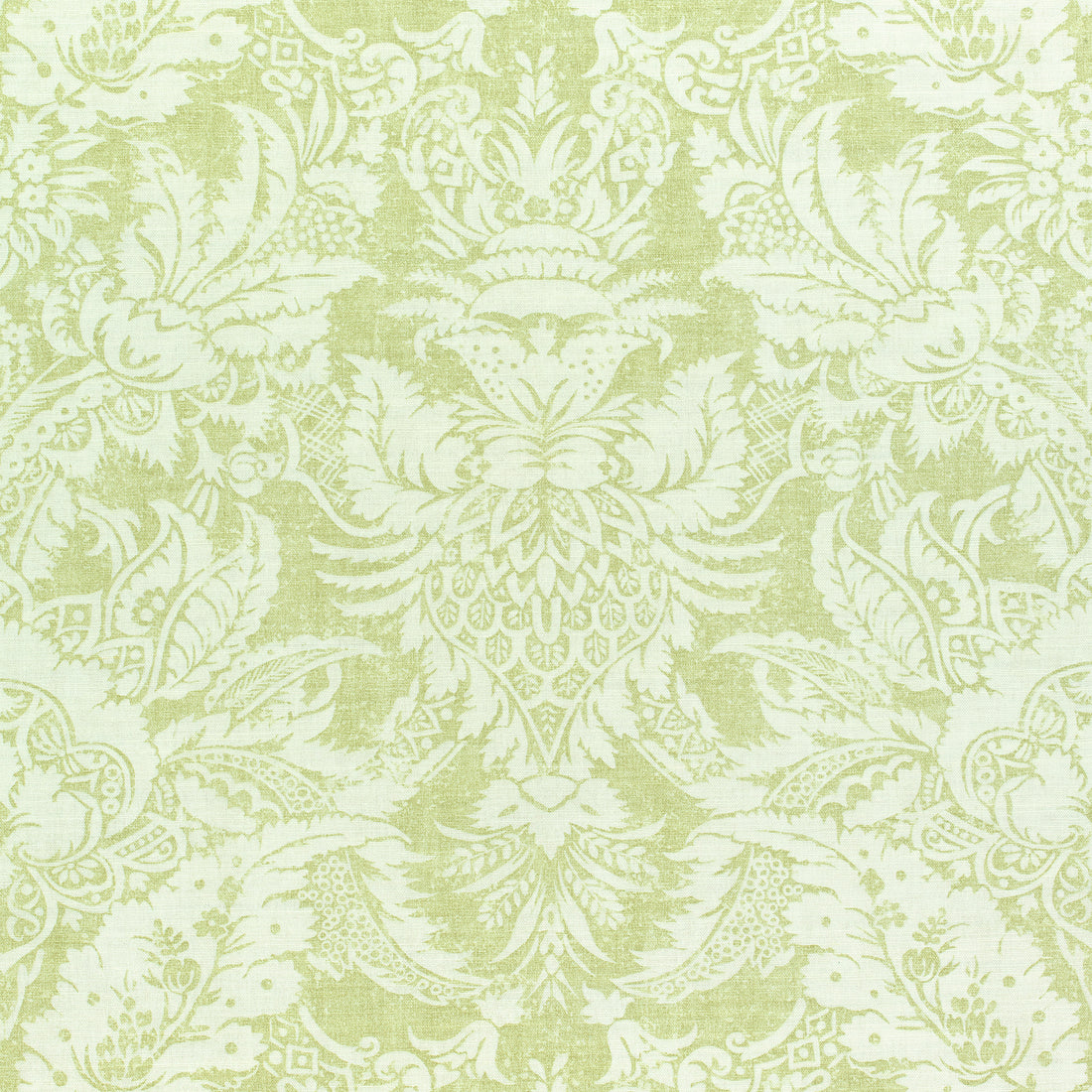 Chardonnet Damask fabric in spring green color - pattern number F972587 - by Thibaut in the Chestnut Hill collection