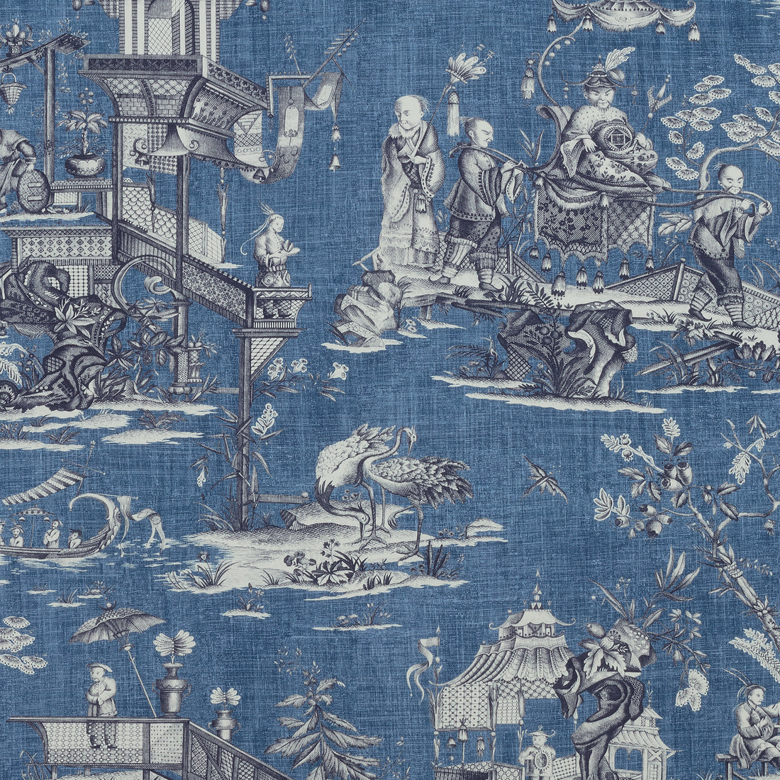 Cheng Toile fabric in navy color - pattern number F975465 - by Thibaut in the Dynasty collection