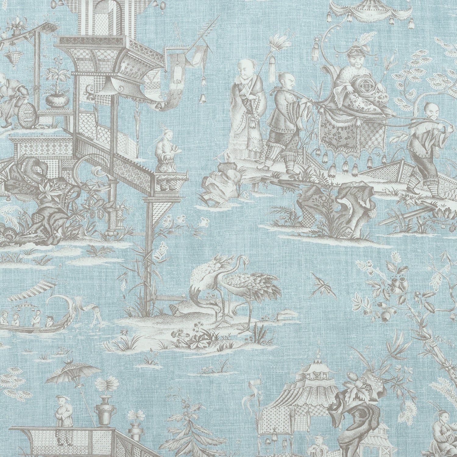 Cheng Toile fabric in robins egg color - pattern number F975468 - by Thibaut in the Dynasty collection